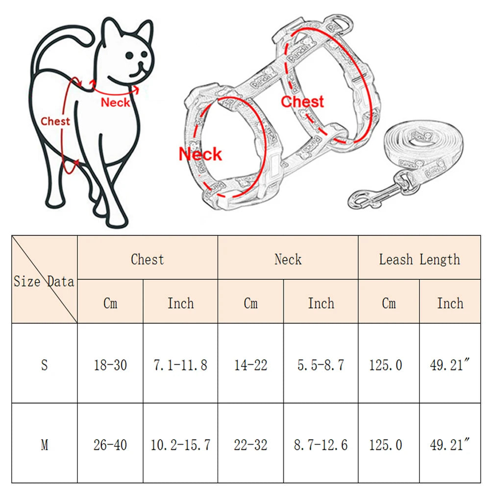 Ensemble Harnais et Laisse Ajustables pour Chat - Idéal pour la Promenade et la Course