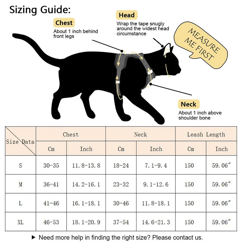 Ensemble de harnais et laisse réfléchissants pour chat, avec tissu respirant.